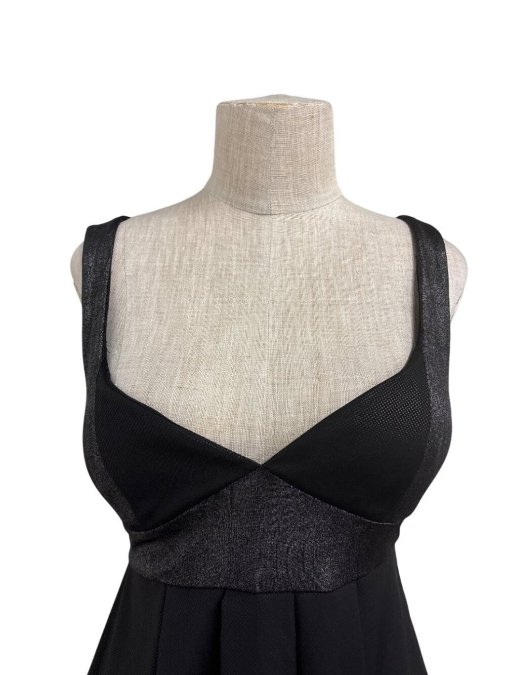 Max Rave Black Metallic Silver Empire Waist Dress With Tie-Back Design Size S - Picture 7 of 11